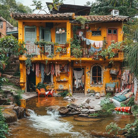 Hidden within the embrace of the jungle, a humble shack in South America stands as a testament to resilience and simplicity amidst nature's untamed beauty. #JungleShelter #SimpleLiving #ResilientLife #NatureEmbrace #SouthAmericanSecrets #Midjourney #GenerativeArt #DigitalArtists #AIArtwork #AI #AIhyperrealistic South America Architecture, South America Landscape, Central American Architecture, Latin American Aesthetic, South America Aesthetic, Latin America Aesthetic, American Castles, America City, Paint Inspo