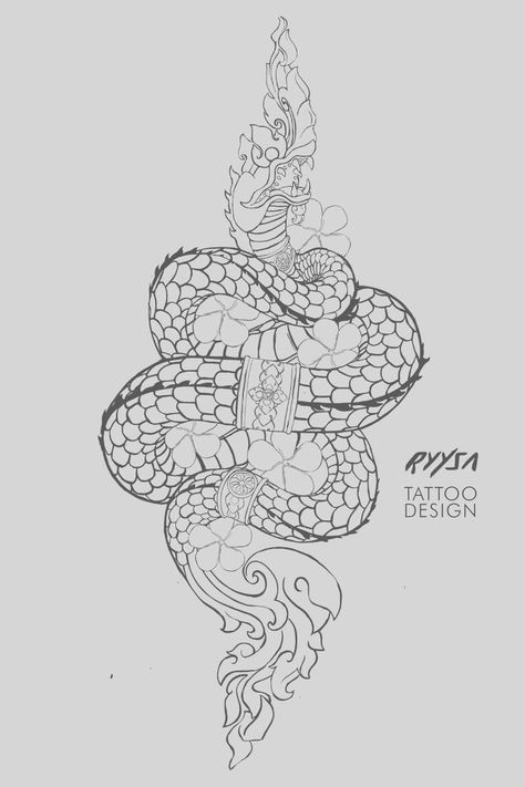 Last iteration before the final design of a Khmer naga with champa flowers. Click to see the final artwork on RYYSA.com Khmer Naga, Naga Tattoo, Cambodian Tattoo, New Tattoo Design, Khmer Tattoo, Back Tats, Art Psychology, Cambodian Art, Buddha Canvas