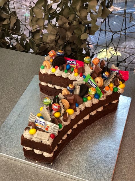 Seven Cake Birthday Number, Number Six Birthday Cake, #7 Cake, 9 Cake Number, Chocolate Number Cake Decoration, 7 Cake Number, Boys 7th Birthday Cake, Numbers Cakes Ideas, Number Cakes For Boys