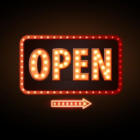 Now Open Sign, Open Picture, Business Marketing Design, Neon Open Sign, Open Sign, Neon Quotes, Neon Words, Open Signs, Neon Design