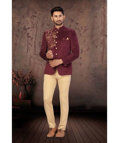 Jodhpuri Suit Wedding Party Reception, Jodhpuri Suits For Men, Jodhpuri Suit, Party Reception, Suit For Men, Calf Sleeve, Red Embroidery, Embroidery Top, Nehru Jackets