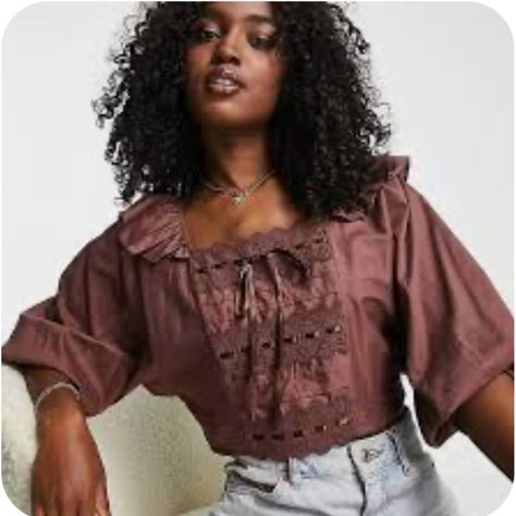 Asos Square Neck Top In Chocolate Brown New With Tags Us Size 6 Volume Sleeves, Asos Tops, Design Square, Square Neck Top, Better Half, Ribbon Trim, Blush Makeup, Fit N Flare Dress, Brown Fashion