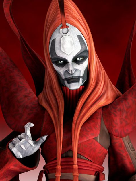 Aug 5 = Mother Talzin - The Dathomirian leader of the Nightsister clans of witches before and during the Clone Wars. It appears she and Count Dooku were on good terms priorly; he refers to her as "sister" or by her title. She possesses great magical powers, being able to do almost anything; ranging from mind control, manipulating matter, and turning into mist. Following Grievous' attack on Dathomir, she is the only Nightsister left aside from Ventress. Darth Maul, Mother Talzin, Star Wars Species, Count Dooku, Galactic Republic, Stars Wars, The Clone Wars, Cos Play, Star Wars Fan Art