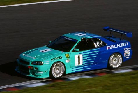 Falken Skyline R34 Falken Livery, R34 Nissan Skyline, Race Livery, Diecast Diorama, Cars Painting, Pixel Car, Gtr Skyline, Falken Tires, Nissan Gtr R34