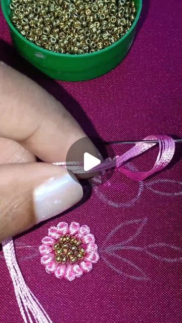 Aari French Knot Designs, Aari Work Basic Stitches, Aari Work Tutorial For Beginners, French Knot Aari Work Design, Aari Work Designs Pattern Hand Embroidery, Hand Embroidery Flower Designs, Blouse Works, Hand Embroidery Work, Basic Hand Embroidery Stitches