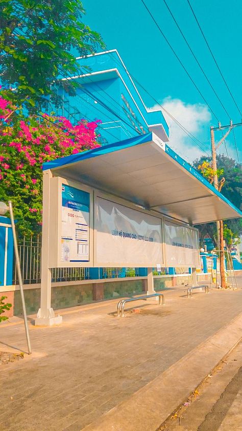 The bus station in Vietnam is very beautiful. Pastel, Vietnam, Bus Station Aesthetic, Station Aesthetic, Aesthetic Pastel, Bus Station, Aesthetic Pastel Wallpaper, The Bus, Pastel Wallpaper