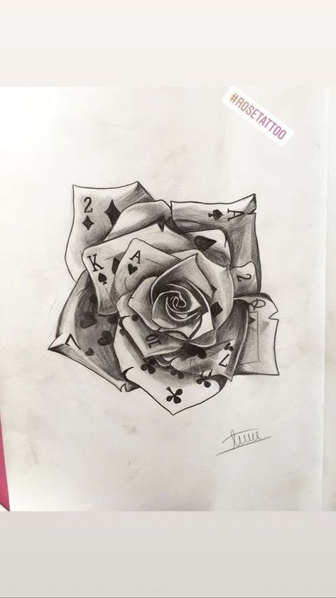 Retro-Inspired Tattoo Sketches Rose Made Of Cards Tattoo, Tattoo Ideas Ace Of Spades, Cute Western Best Friend Tattoos, Upper Arm Tattoos For Women Cover Up, Rip Flower Tattoos, Scottish Viking Tattoo, Card Rose Tattoo, Mens Country Tattoos, Treaty Oak Revival Tattoo