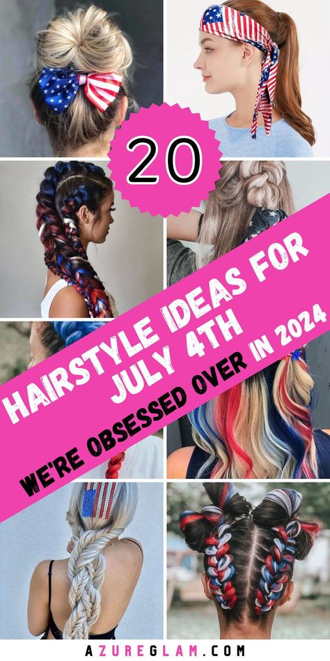 Show your love for the red, white, and blue with our exceptional collection of 20 Hairstyle Ideas for July 4th 2024. Whether you prefer timeless classics or trendy modern looks, our curated selection has something for everyone. Perfect for women, men, and children alike, our hairstyles are versatile and easy to create, ensuring you look your best while celebrating America's independence. July 4th Hairstyles Women, 4 July Hairstyles, 4th Of July Hairstyles For Women Long Hair, Fourth Of July Hairstyles For Teens, July 4 Hairstyles, July 4th Hairstyles For Kids, 4th Of July Hairstyles Short Hair, Red White And Blue Hairstyles, Girls 4th Of July Hairstyles