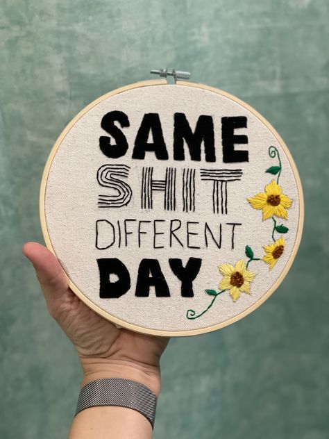 Tela, Funny Bathroom Embroidery, Funny Quotes Embroidery, Sweary Embroidery, Funny Embroidery Quotes, Swear Embroidery, Irreverent Embroidery, Funny Embroidery Ideas, Inappropriate Embroidery