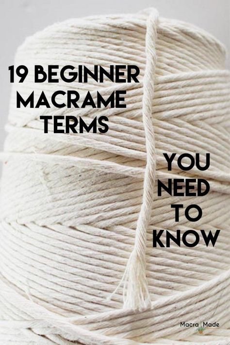 Sep 10, 2020 - Reading patterns for a macrame project can be very confusing. Today I'm sharing 19 macrame terms for beginners you need to know. Macrame Tutorial Beginner, Macrame Items, Beginner Macrame, Dreamcatcher Diy, Pola Macrame, Macrame Wall Hanging Tutorial, Macrame Plant Hanger Tutorial, Macrame Plant Hanger Patterns, Macrame Knots Tutorial