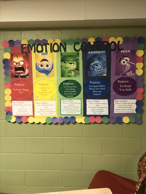 RA Inside Out bulletin board Bulletin Board Ideas Disney, Ra Bulletin Board Ideas, Counseling Bulletin Boards, Ra Bulletin Board, Inside Out Emotions, Disney Themed Classroom, Ra Bulletin Boards, Disney Classroom, Bulletin Board Ideas