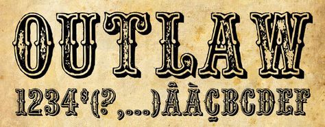fabulous fonts - Outlaw by Billy Argel. Cause we all gotta get our 'west' on at one time or nuther. Western Tattoo Font, Western Font Tattoo, Western Lettering, Western Letters, Outlaw Tattoo, Higher Art, Western Font, Cowboy Design, Western Tattoos
