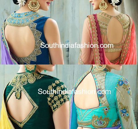 Stylish Saree Blouse Back Neck Designs Stylish Saree Blouse, Saree Blouse Back Neck Designs, Saree Blouse Back, Stylish Saree, Blouse Lehenga, Blouse Back Neck, Net Blouse, Cotton Blouse Design, Sari Design