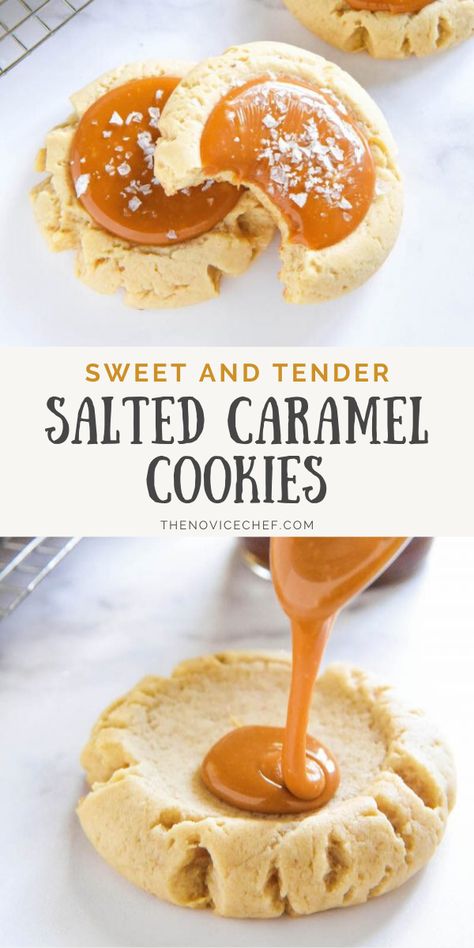 Cookie Ideas To Sell, Best Selling Cookies, Carmel Cookies, Desserts To Impress, Caramel Cookies Recipes, Crumble Cookie Recipe, Thanksgiving Baking, Chewy Caramel, Easy Cookie Recipe