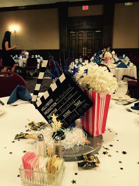 Hollywood Theme Gift Bags, Movie Theater Centerpieces, Movie Night Prom Theme, Vintage Hollywood Centerpieces, Hollywood Prom Theme Decoration Centerpieces, Red Carpet Party Centerpieces Table Decorations, Hollywood Hoco Decorations, Movie Themed Decor, Hollywood Party Centerpiece Ideas