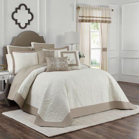 Add a beautiful look to your bedroom ensemble with this beautiful bedspread from Vue. Click this BED & BATH GUIDE to find the perfect fit and more! Features medallion quilting pattern in versatile earth tones. Inset is framed by thick, contrasting border on edges.SIZING Full Bedspread: 114" x 104" Queen Bedspread: 122" x 110" King Bedspread: 128" x 122"CONSTRUCTION & CARE Polyester Imported Machine wash Size: One Size. Color: White. Gender: unisex. Age Group: adult. Nate Berkus, Medallion Bedding, Diy Copper, Queen Bedspread, Affordable Bedding, Pipe Furniture, Stylish Beds, Copper Pipe, Quilted Bedspreads