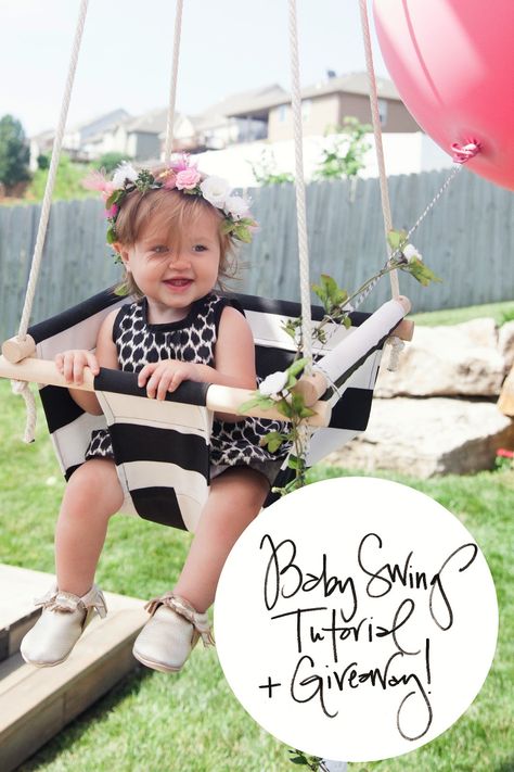 The Makerista: Baby Swing Tutorial + Giveaway.  Enter for your chance to win this swing! Swing Tutorial, Diy Swing, Baby Swing, Diy Bebe, Kids Swing, Baby Swings, Baby Projects, Baby Diy, Fabric Projects