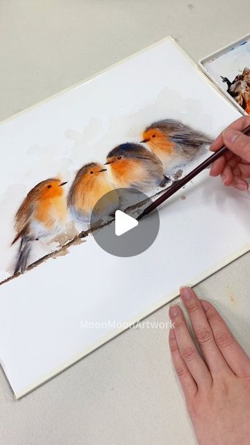 Winnie WATERCOLOR ARTIST on Instagram: "100-birds Watercolor Challenge - 'Gossip Robins'. The full tutorial will be uploaded this Saturday on my Youtube channel. Stay tuned!  Original painting and fine art prints are available on my website. Check link in bio.  #robinpainting #robinbird #birdpainting #birdwatercolor #birdlovers #birdart #birdfineartprint #watercolorcreative #watercolorbird #watercolortutorials #watercolorrobin #robinpainting #watercolorpainting #watercolortutorialvideo #watercolortutorial #cutebirdpainting #cutebirdart #cutebird" Watercolor Paintings Tutorials Beginners, Watercolor Birds Tutorial, Watercolor Challenge, Bird Watercolor Art, Beginning Watercolor, Watercolour Challenge, Birds Watercolor, Bird Watercolor Paintings, Watercolor Paintings For Beginners