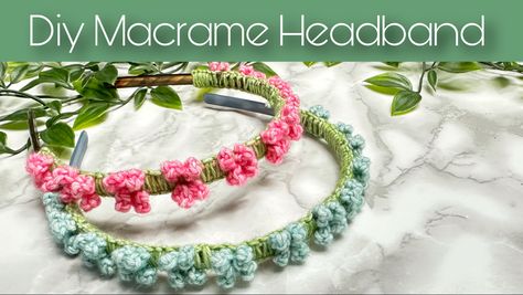 Floral macrame headband pattern Different Types Of Knots, Larks Head Knot, Flower Crown Diy, Easy Diy Macrame, Floral Macrame, Macrame Flowers, Flower Headband Diy, Macrame Headband, Macrame Inspiration