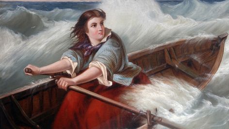 The story of Grace Darling Rowing, Lighthouse Keeper, Poster Size Prints, Art Uk, Painting Reproductions, Photographic Prints, Lighthouse, Oil On Canvas, Photo Printing