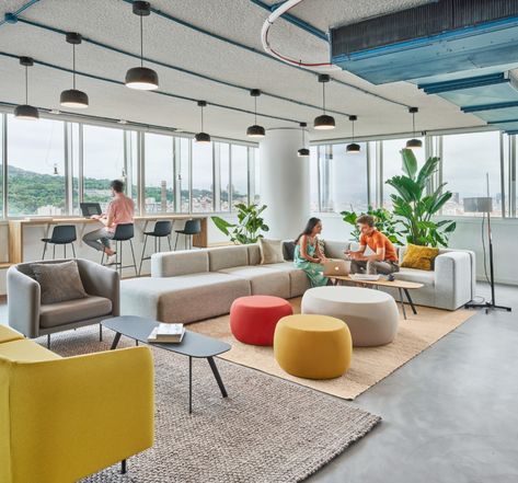 Meja Sofa, Coworking Space Design, Office Interior Design Modern, Coworking Office, Office Lounge, Office Space Design, Modular Lounges, Bureau Design, Office Snapshots