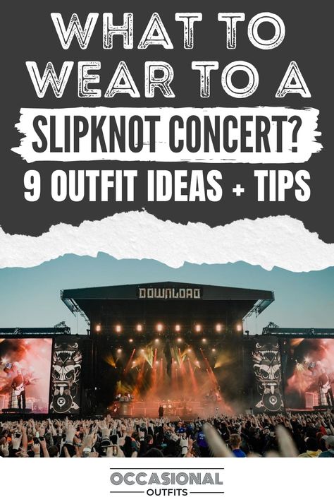 Crowd enjoying Slipknot's concert What To Wear To A Tool Concert, Rock Metal Concert Outfit, What To Wear To Metal Concert, Gothic Concert Outfit Ideas, How To Style A Band Tshirt, Skrillex Concert Outfit, Tool Concert Outfit Ideas, Hollywood Undead Concert Outfit, Taking Back Sunday Concert Outfit