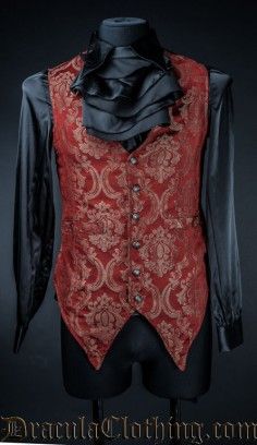 Red Royal Long Vest Red Suit Vest, Red Vest Outfit, Punk Prom, Black And Red Suit, Prince Suit, Black Suit Vest, Aesthetic Game, Gentleman Fashion, Goth Victorian