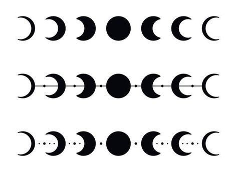 Moon phases silhouettes with stars. blac... | Premium Vector #Freepik #vector #background #poster #calendar #abstract Phases Of Moon Tattoo Small, Wrist Moon Phases Tattoo, Simple Moon Phases Drawing, Phases Of The Moon Sketch, Moon Phases With Stars Tattoo, Simple Moon Phases Tattoo Outline, Moon Phase Drawing Simple, Stages Of Moon Tattoo, Moon Phases Painting Easy