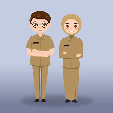 Illustration cartoon of civil servants i... | Premium Vector #Freepik #vector #pns #civil-servant #work-illustration #profession Wallpaper Tentara, Style Kuliah, Animal Paper Craft, Cartoon Hijab, Paper Craft Ideas For Kids, Woman Hijab, Muslim Cartoon, Hari Guru, Cartoons Hd