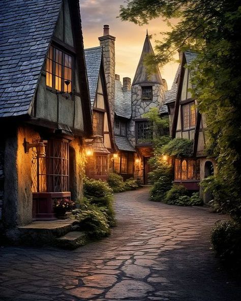 Fantasy World Village, Fantasy Village Art Medieval Town, Gothic Village, Clan Aesthetic, Witch Village, Fairytale Village, Hogsmeade Village, Fairytale Town, Victorian Village