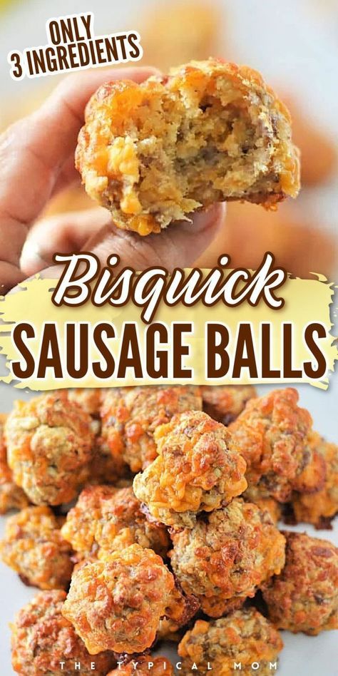 3-ingredient Bisquick balls are so easy to throw together and make the best holiday appetizer for any occasion. These easy sausage balls are made with Bisquick pancake mix, ground pork, and cheddar cheese that come together for a tasty party appetizer that kids will love. Check out how to make these easy Bisquick sausage balls today! Biscuit Sausage Balls, Bisquick Sausage Balls, Easy Sausage Balls Recipes, Bisquick Sausage, Sausage Ball, Sausage Balls Bisquick, Sausage Balls Easy, Baked Appetizers, Sausage Balls Recipe