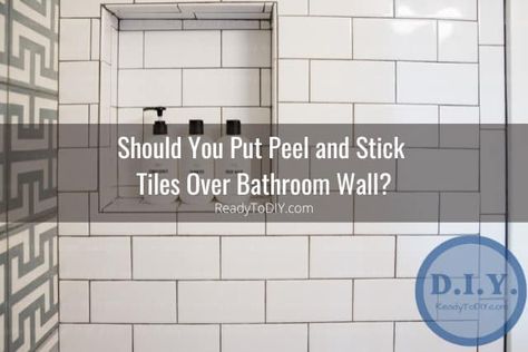 Peel And Stick Over Bathroom Wall Tile, Bathroom Wall Tile Remodel Diy, Peel And Stick Bathroom Shower Wall, Peel And Stick Tiles Bathroom Wall, Peel And Stick Over Tile Wall, Tiling Bathroom Walls Diy, Pile And Stick Tile Bathroom, Tile Over Fiberglass Tub Surround, Bathtub Peel And Stick Tile