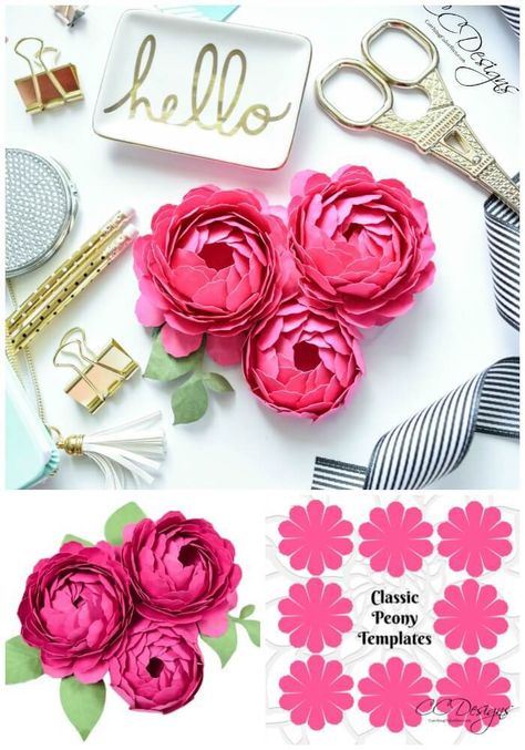 How to make paper peonies. Paper peony flowers for wedding bouquets. Fleurs Diy, Paper Peonies, Diy Papier, Seni Origami, Paper Flower Template, Mason Jar Crafts Diy, Paper Flowers Craft, Giant Paper Flowers, Paper Flower Tutorial
