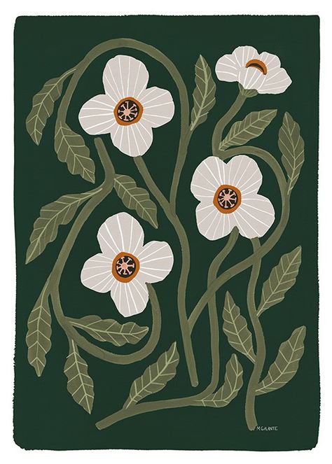 Megan Galante - California Poppy Poster Poppy Poster, Illustration Kunst, Gallery Wall Inspiration, Dark Green Background, Gold Poster, Poppy Print, Online Posters, Floral Poster, Nordic Interior