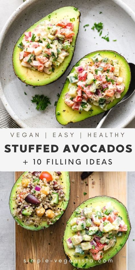 Stuffed Avocados are a quick and tasty snack or light meal! Learn how to make stuffed avocados, including many different ways to stuff them. Vegan recipe. Avocado Recipes, Avocado Recipes Healthy, Stuffed Avocados, Raw Diet, Raw Food Diet, Vegan Appetizers, Raw Vegan Recipes, 140 Pounds, Light Lunch