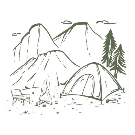 Camping tent mountains PNG Design Tent Camping Drawing, Camping Drawing Illustrations, Camping Tent Drawing, Campsite Drawing, Camping Drawing Simple, Camping Illustration Art, Camp Sketch, Tent Doodle, Tent Sketch