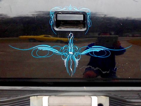 Pinstriping on a tailgate Neon, Scroll Work, Pinstriping, Lowrider, Neon Signs