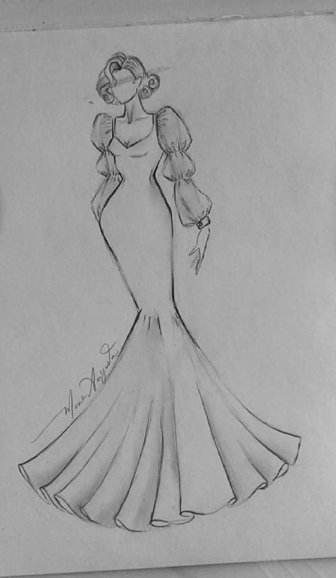 Dress Outfits Drawing Easy, Royal Dress Sketch, Dior Sketches Illustration Fashion, Drawing Models Fashion Dresses, Dress Outline Drawing Sketch, Amazing Drawings Pencil Sketches, How To Draw Wedding Dresses, Vintage Fashion Sketches Illustrations, Dresses Drawing Ideas