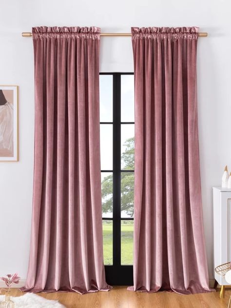 Maroon Curtains, Rose Gold Curtains, Rose Curtains, Murs Roses, Modern Cupboard, Modern Cupboard Design, Curtain Design, Pink Curtains, Bed Curtains