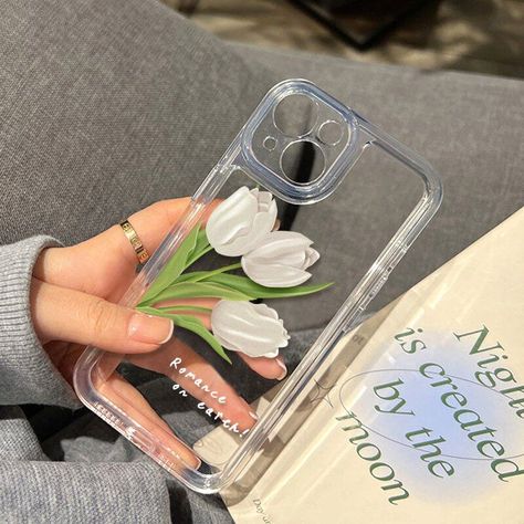 Tulip Phone Case, Carcase Iphone, Artsy Phone Cases, Diy Phone Case Design, Phone Case Diy Paint, White Tulip, Girly Phone Cases, Iphone Obsession, Flower Iphone Cases