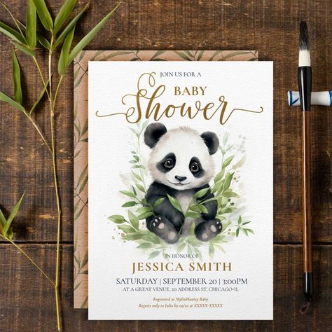 Pandas, Panda Theme Baby Shower Ideas, Panda Baby Shower Cake, Panda Baby Shower Theme, Panda Baby Shower Invitations, Watercolor Panda, Panda Theme, Panda Baby Showers, Panda Baby