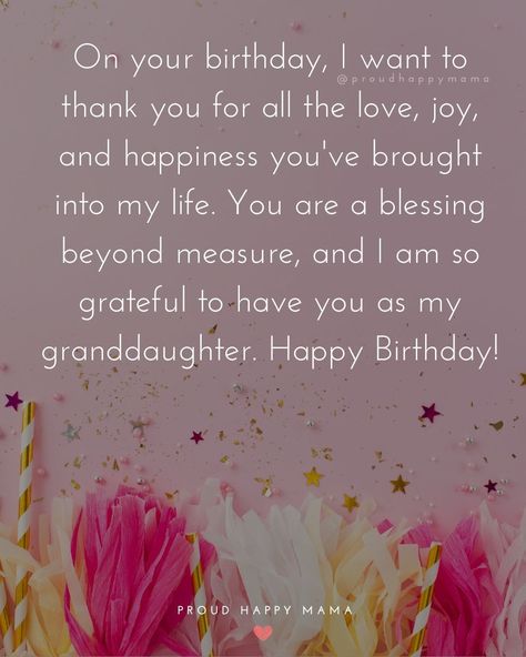 To help you find the perfect words for your granddaughters birthday, here you'll find my favorite granddaughter birthday messages to inspire you! These happy birthday granddaughter quotes are filled with love, pride, and heartfelt blessings, ensuring that your granddaughter’s special day is as magical and memorable as she is. Granddaughter 1st Birthday Wishes, Happy Birthday To Granddaughter, Birthday Card For Granddaughter, Happy Birthday Granddaughter Love You, Happy 18th Birthday Granddaughter, Happy Birthday Granddaughter Quotes, Birthday Granddaughter Quotes, Happy Birthday To My Granddaughter, Happy Birthday Wishes For Granddaughter