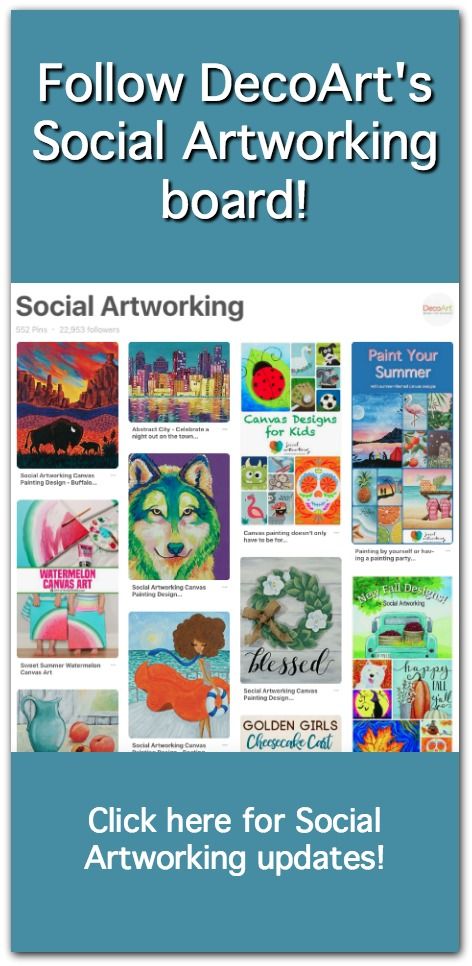 Follow our Social Artworking board by DecoArt for new designs, blog updates, party ideas, and more! Golden Girls, Social Artworking, Kids Night, Canvas Painting Designs, Happy Paintings, Art Business, Canvas Designs, Picture Design, New Designs