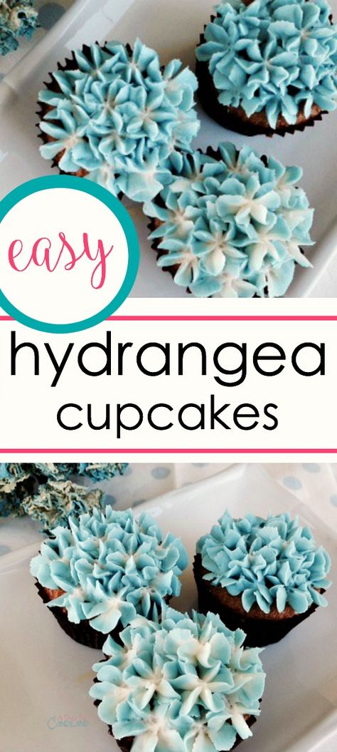 How to make Hydrangea cupcakes that look like real flowers Cupcakes Decoration Flowers, Hydrangea Cupcakes, Cupcakes Amor, Hydrangea Cake, Flowers Cupcakes, Frosting Flowers, Ideas Cupcakes, Piping Flowers, How To Make Icing