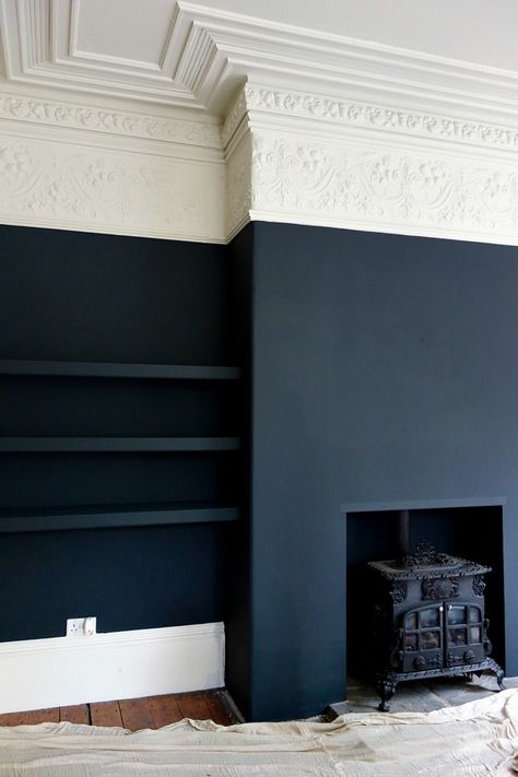 Victorian Paint Colors, Victorian Villa, Ultra Modern Homes, Black Paint Color, Black Interior Doors, Victorian Living Room, Interior Wall Paint, Farrow And Ball Paint, Blue Paint Colors