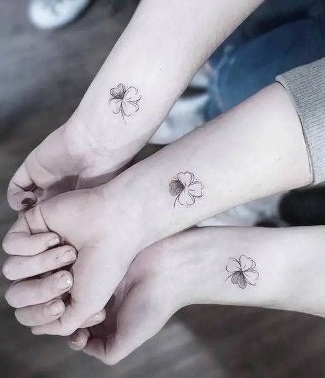 Small Dainty Sister Tattoos, Sister Wife Tattoos, 3sister Tattoos, 3 Sisters Tattoo Ideas Sibling, Watercolor Sister Tattoo, Irish Sibling Tattoos, Sister Tattoos For 3 Meaningful Small, Sister In Law Matching Tattoos, 3 Sister Tattoos Matching