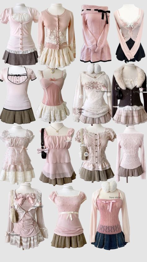 #myfirstshuffle Cute Clothes Skirt, Mini Corset Dress Outfit, Cute Outfits Dollete, Cute Casual Feminine Outfits, High Visual Weight Outfit, Pretty In Pink Aesthetic Outfits, Fairy Princess Aesthetic Outfits, Coquette Long Sleeve Top, Tohru Inspired Outfits