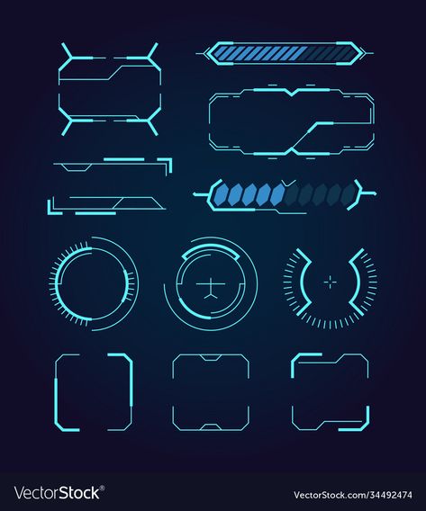 Hologram Technology Design, Space Technology Illustration, High Technology Design, Futuristic Template Design, Sci Fi Symbols, Sci Fi Hologram, Sci Fi Graphic Design, Futuristic Symbols, Futuristic Ui Design