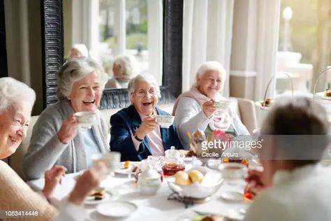 Theres Nothing Like A Good Old Tea Party High-Res Stock Photo - Getty Images Tea Party Photography, Foot Reflexology Massage, Senior Living Facilities, Resort Lifestyle, Ladies Luncheon, Senior Adults, Hospital Design, Senior Health, Retirement Community