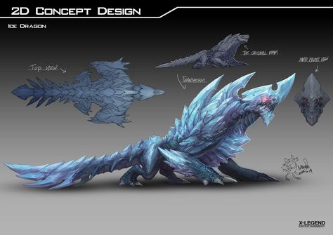 Ice Dragon 2D Concept Dragon Deviantart, Kereta Sport, Monster Hunter Art, Ice Dragon, Beast Creature, Creature Artwork, Kaiju Art, Cool Monsters, Fantasy Beasts